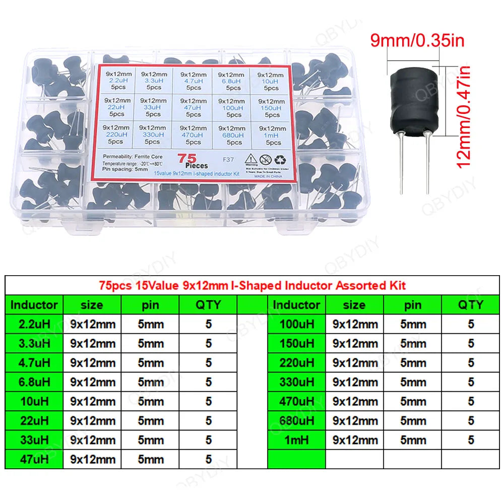 1uH-100mH I-Shaped Inductors Color Ring Inductors Toroid Core Choke DIP SMD Wire Wound Power Inductors Assorted Kit