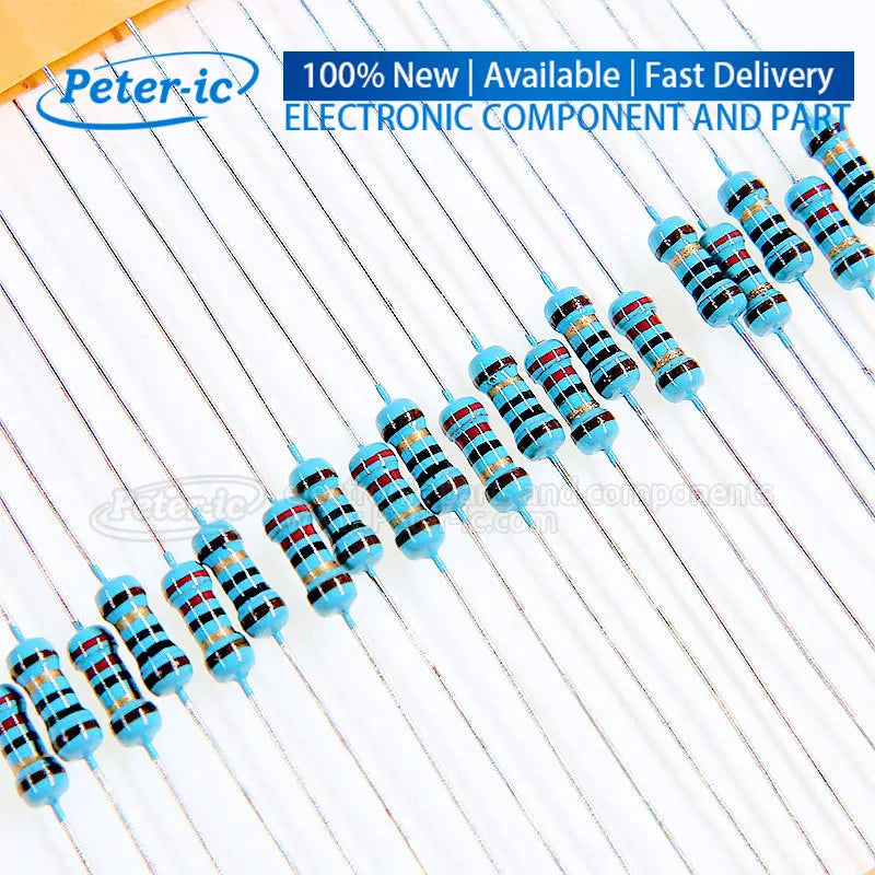 (100pcs) 1/4W 0R-1M Ohm 1% Metal Film Leaded Resistor 0.25W 0 2.2 10 100 150 220 270 330 470 1K 2.2K 4.7K 10K 47K 100K 470K 1M
