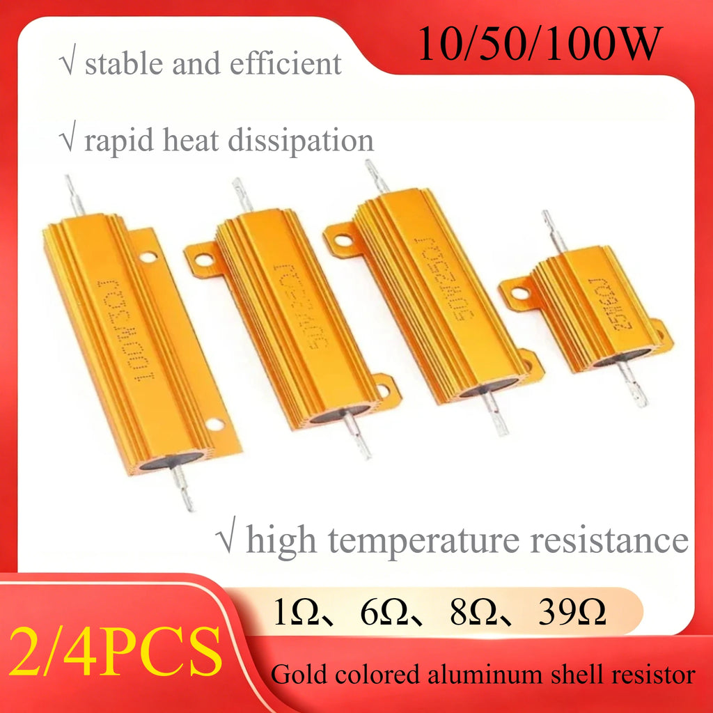 2/4PCS 10W 50W 100W Aluminum Resistor 1/6/8 Ohm 0.1-10KΩ Metal Case Load Resistor for Power Supply Test