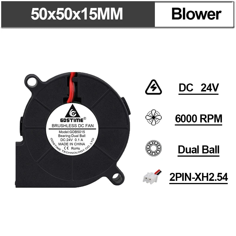 Gdstime Brushless Turbo Fan 24V Dual Ball 30mm 40mm 50mm For 3D Printer Fan DC Blower Cooling Fan 3010 4010 4020 5015 Clooer