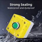 1P One-Hole Momentary Self-Reset Push Button Switch Start/Stop Round Flat Green Mushroom Head Control Box 22mm