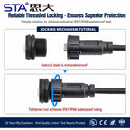 Type-C 3.1/USB A IP68 Waterproof Circular Connector Male to Female Aviation Plug 20Gbit/s PD60W Outdoor Fast Data Charging Cable
