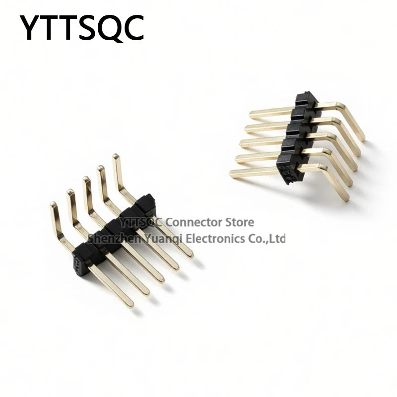 10pcs 1.27mm Single Double Row Right Angle Male Pin Header 5 6 7 8 9 10 25 40 50P RA Pin Header 0.05" PCB Breakaway Golden-Plate