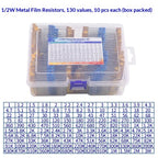 1% 5%  Metal Film Resistor Assortment Kit 1/4W 1/2W 1W 2W 3W 5W Through Hole 30/41/130 Values Electronic Components 300 600 2600