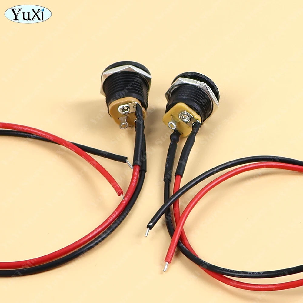 2-20pcs 5.5 X 2.1mm 5.5*2.5mm DC Power Jack Socket Female Panel Mount Connector Port With Cable Cord