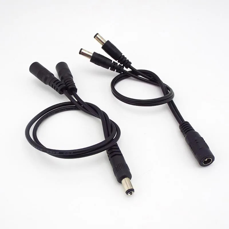 1 Female To 2 Male and 1 Male To 2 Female Plug Jack Splitter Connector Supply DC Power Cable For CCTV Camera LED Strip