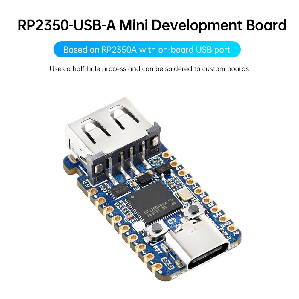 RP2350A Mini Development Board Dual Core Dual Architecture Microcontroller Type C USB 2.0 GPIO Pins Embedded Applications