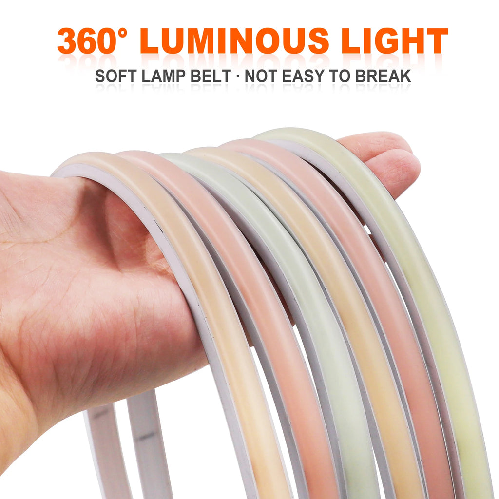 12V 24V 320Leds/M COB Neon Strip Waterproof 3000K 4000K 6000K Home Decor High Brighter Flexible Ribbon Rope LED Light 0.5M-20M