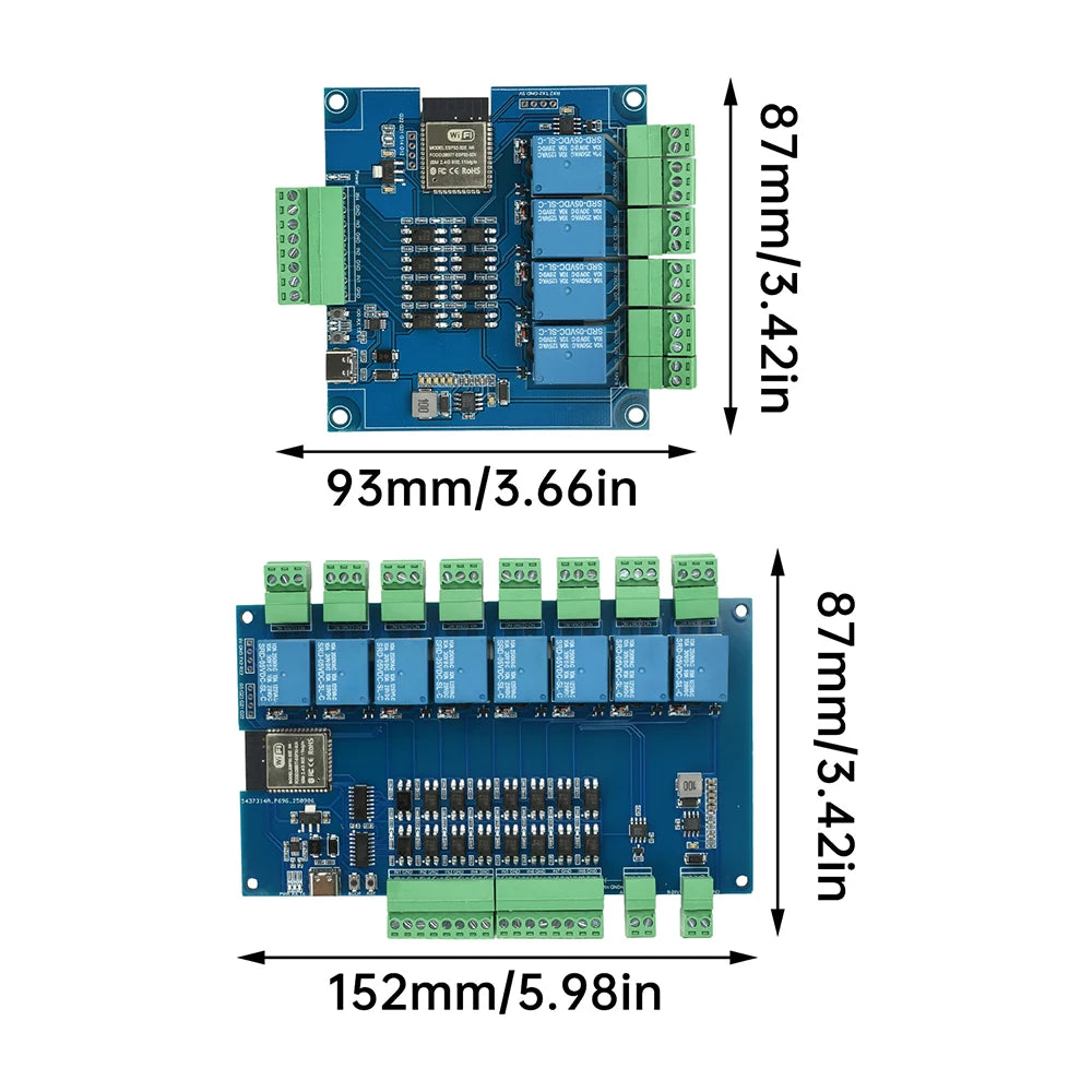 ESP32 RS485 Modbus Wifi Bluetooth Relay Optocoupler Isolation Module Tyep C 4/8 Channel Relay Module DC 9-24V
