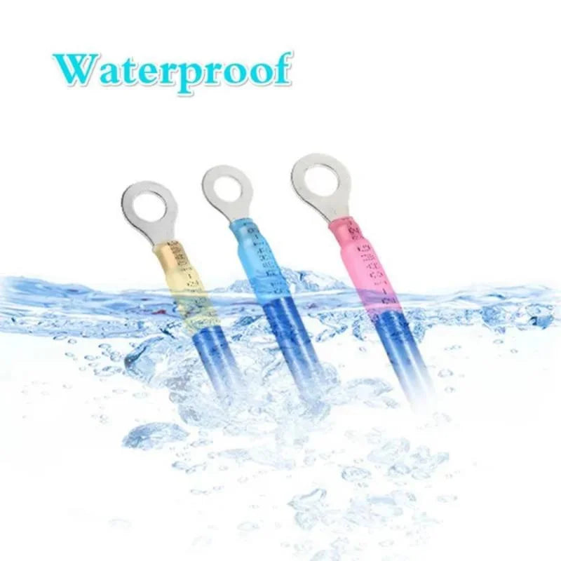 50x Heat Shrink Ring Round Insulated Terminals Wire Connectors Wiring Crimp Terminals RV1.25/2-5/6/8 Marine Seal Waterproof