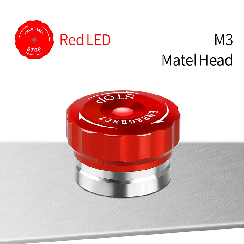 LANBOO 22mm Emergency Stop Button Waterproof Quick Plug Big Head Red Metal with LED Indicator Light 2NC E-Stop Switch for Indust