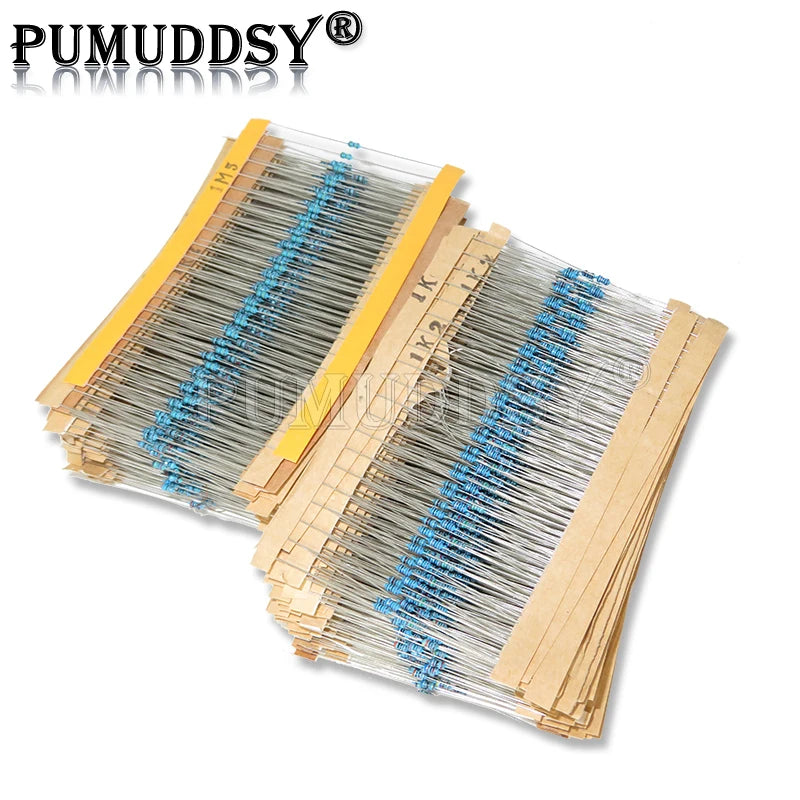 2600Pcs 130Values 1/6W＝1/8W 0.125W 1% Metal Film Resistors Assorted Pack Kit Set Lot Resistors Assortment Kits Fixed Capacitors