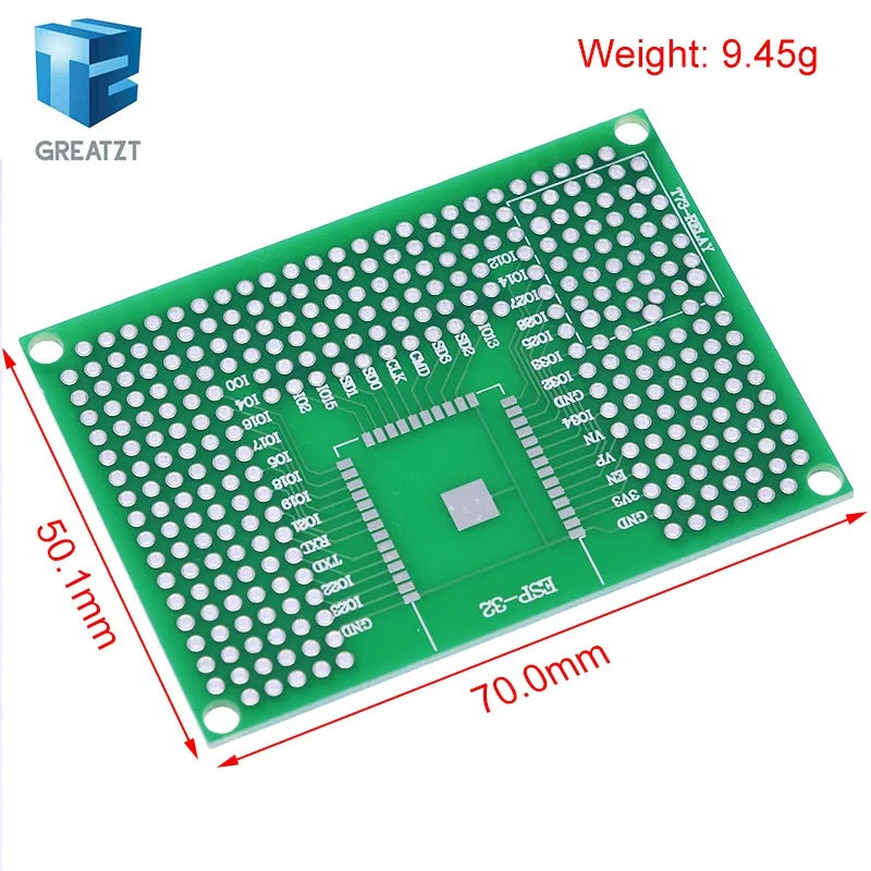 5x7CM Double Side Prototype PCB Board Breadboard Protoshield For Arduino Relay ESP8266 WIFI ESP-12F ESP-12E ESP32 ESP32S