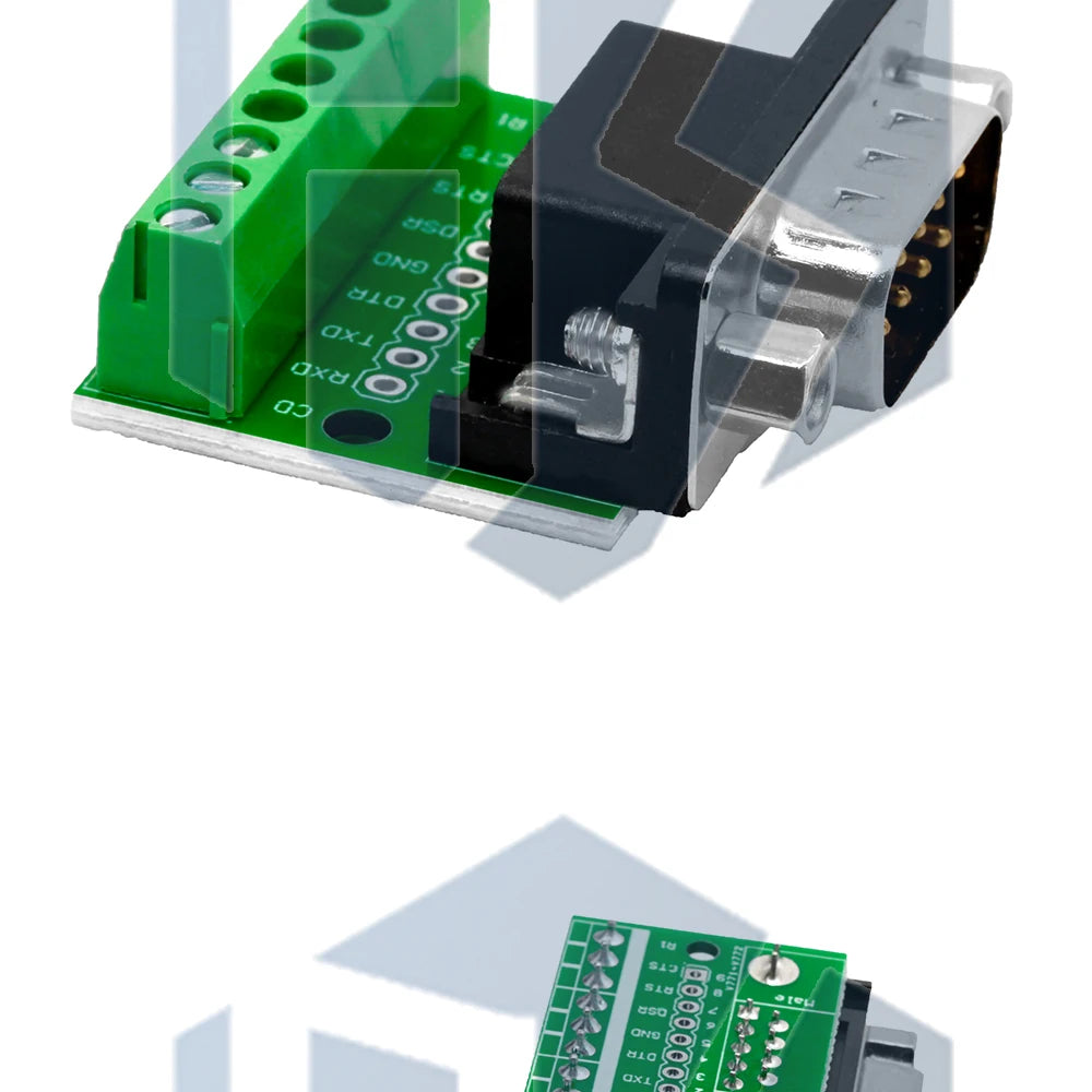 DB9 RS232 Serial Breakout Board: 9-Pin Solderless Connectors (Female & Male) – Terminal Adapter