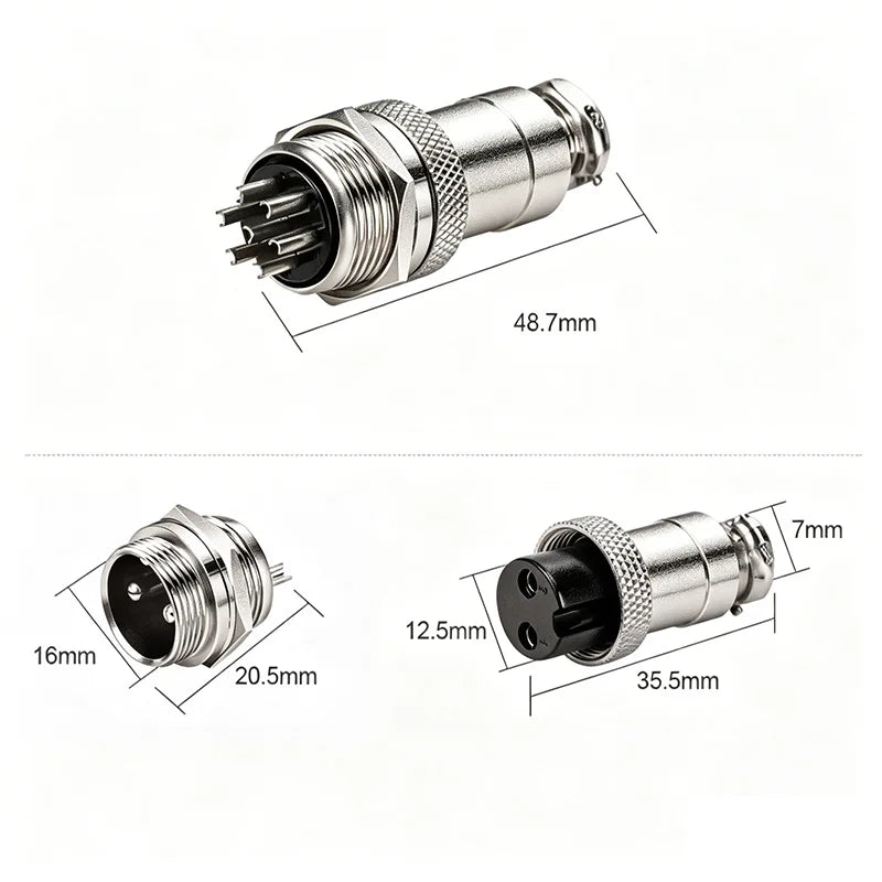 GX16 Aviation Connector with Terminals 2 3 4 5 6 7 8 9 10 12 Pin Aviation Welding Plug 16mm Male Female Docking Socket 30-200cm