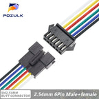 5PCS JST SM 2/3/4/5/6Pins 2.54MM Plug Male to Female Wire Connector Cable Pigtail Plug LED Connecting line 20cm Long