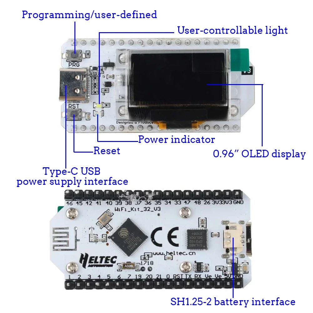 DIYmall WiFi Kit 32 (V3) ESP32 Development Board with 0.96" OLED Screen, CP2102 for Arduino IoT Smart Home