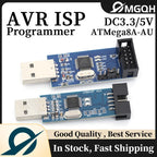 MGQH USBASP USBISP AVR Programmer USB ATMEGA8 ATMEGA128 ATtiny/CAN/PWM 10Pin Wire Module DIY + 10Pin To 6 Pin Adapter Board
