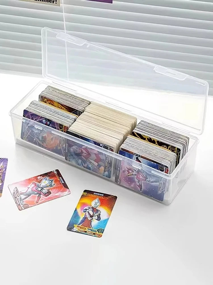 Clear Plastic Compartmentalized Organizer Box Holds 550+ Game Cards Storage Box  Portable With Adjustable Divider For Cards