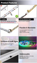1-25M RGB Addressable COB LED Strip Light 24V WS2811 Pixel LED Strip Tuya WiFi RGBIC LED Ribbon Light Kit For TV Room decoration