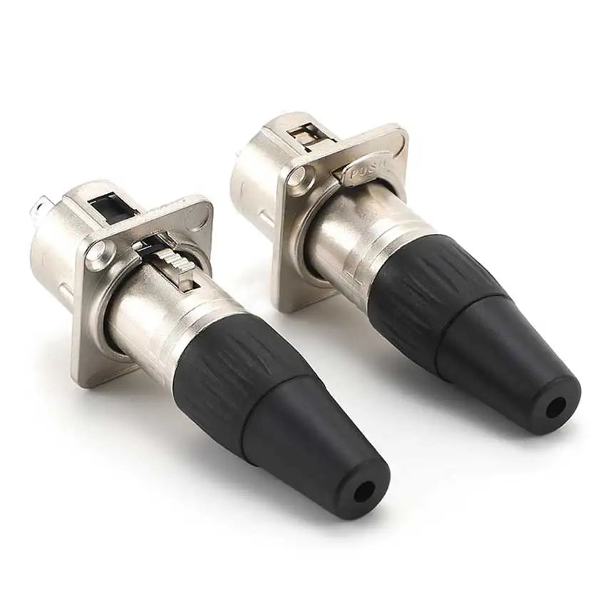 1pcs XLR 3Ppin Male Female Socket Plug Microphone Audio Cable Connector 3P Black Silver Copper Contact XLR Metal Plug Panel