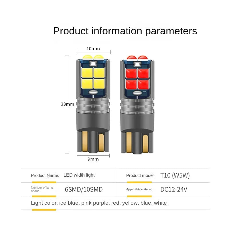 2pcs High Quality T10 W5W Super Bright Car Interior Reading Dome Light Marker Lamp 168 194 LED Auto Wedge Parking Bulbs Orange