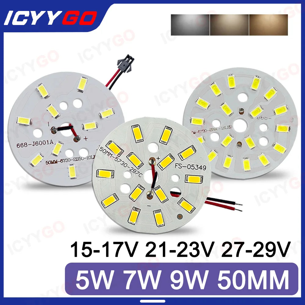 5730 LED Round Light Panel Light Source 5W 7W 9W 50MM 15-17V 21-23V 27-29V DIY Light Bulb Modification Light Panel Accessories