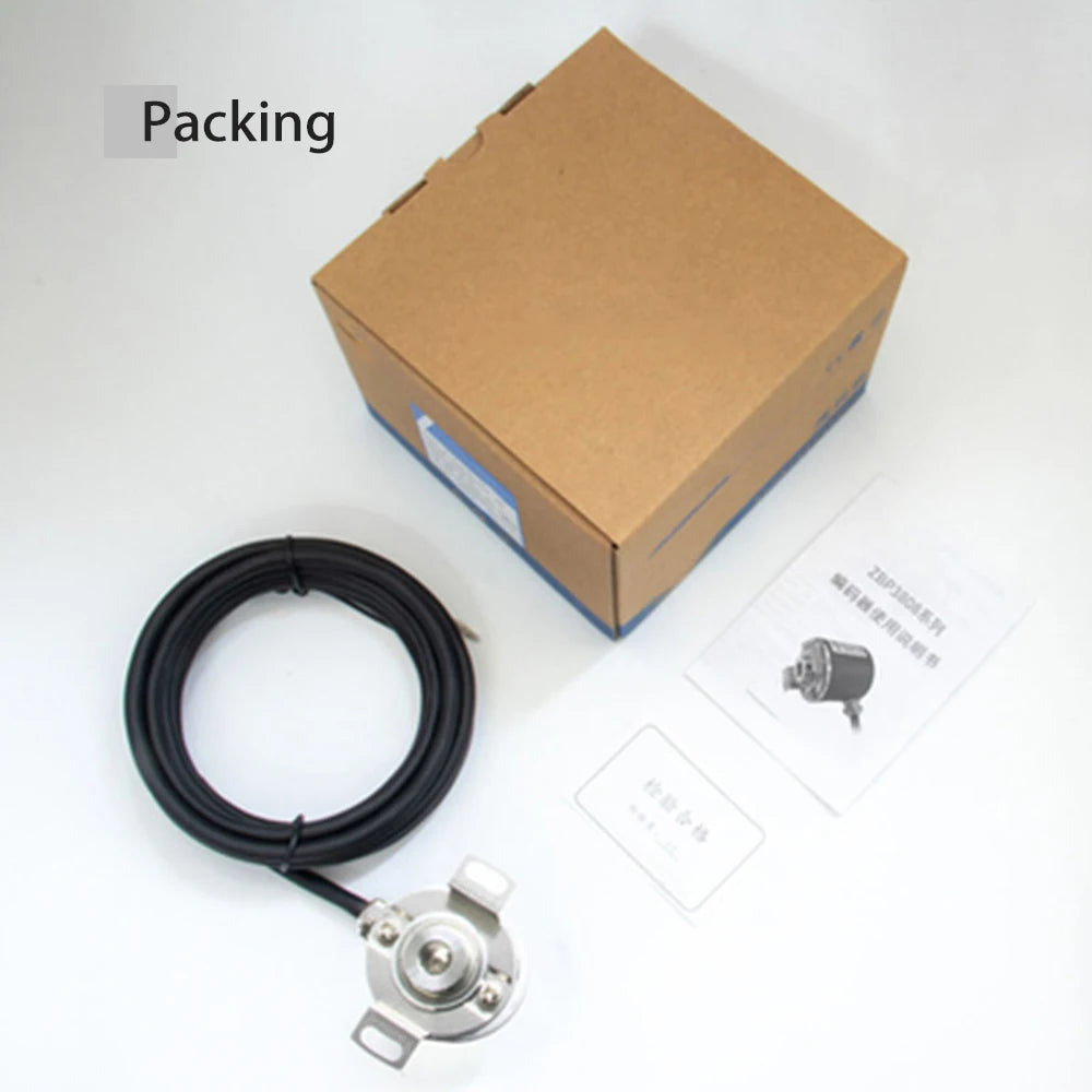 AUCHTEL 38mm Incremental Rotary Encoder 8mm Half Hollow Shaft Photoelectric Optical Switch 10-1024-1800-2500-3600 PPR 5-24VDC
