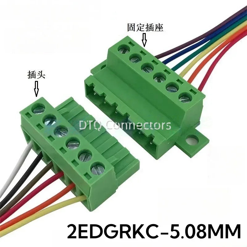1Sets 2EDGRKC 5.08MM solderless docking type screw terminal block connector PCB plug-in type 2edg type green terminal block