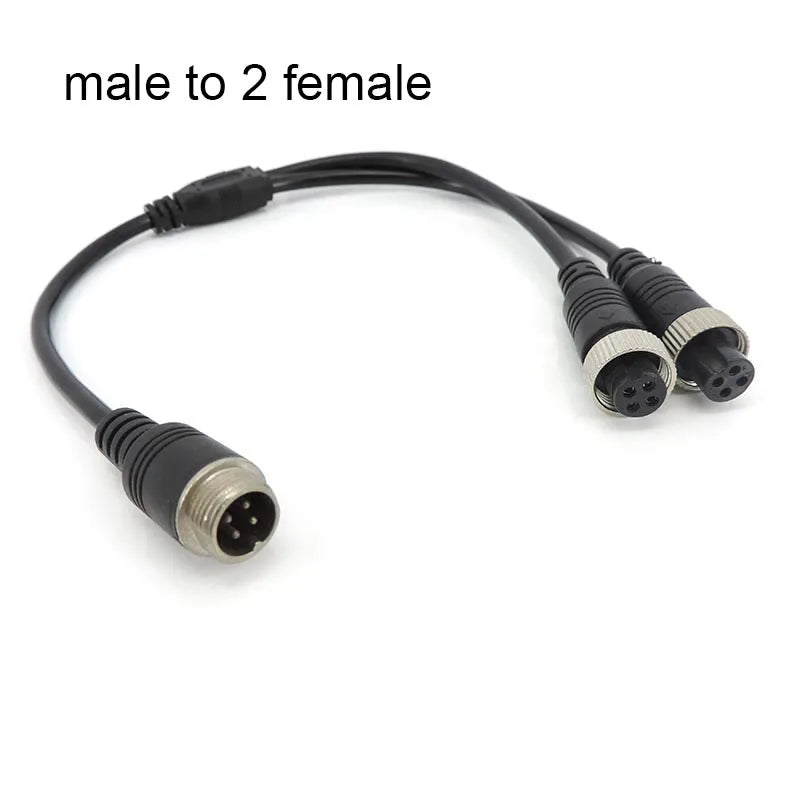 M12 4 Pin core Aviation Head to Aviation Head Male to 2 Female to 2 male Extension Y Splitter Cable Adapter for Camera Connector