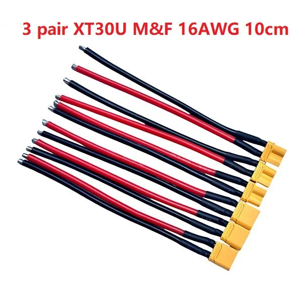 XT30U XT30 Plug Male and Female Connector with 100mm 16AWG Wire Cable for QuadcopterRC Fixed wing Lipo Battery FPV Drone charger