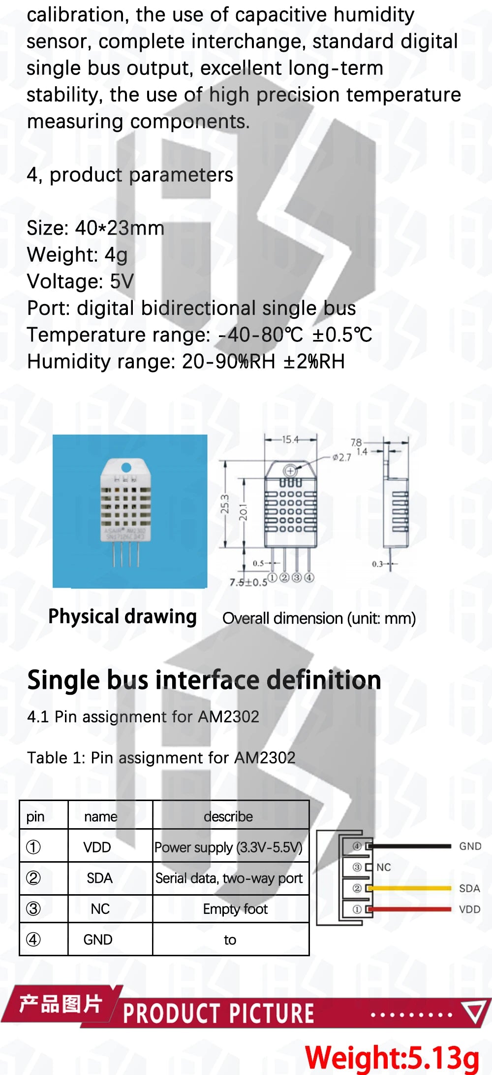 1PCS  High Precision AM2302 DHT22 Digital Temperature & Humidity Sensor Module For Arduino UnoR3