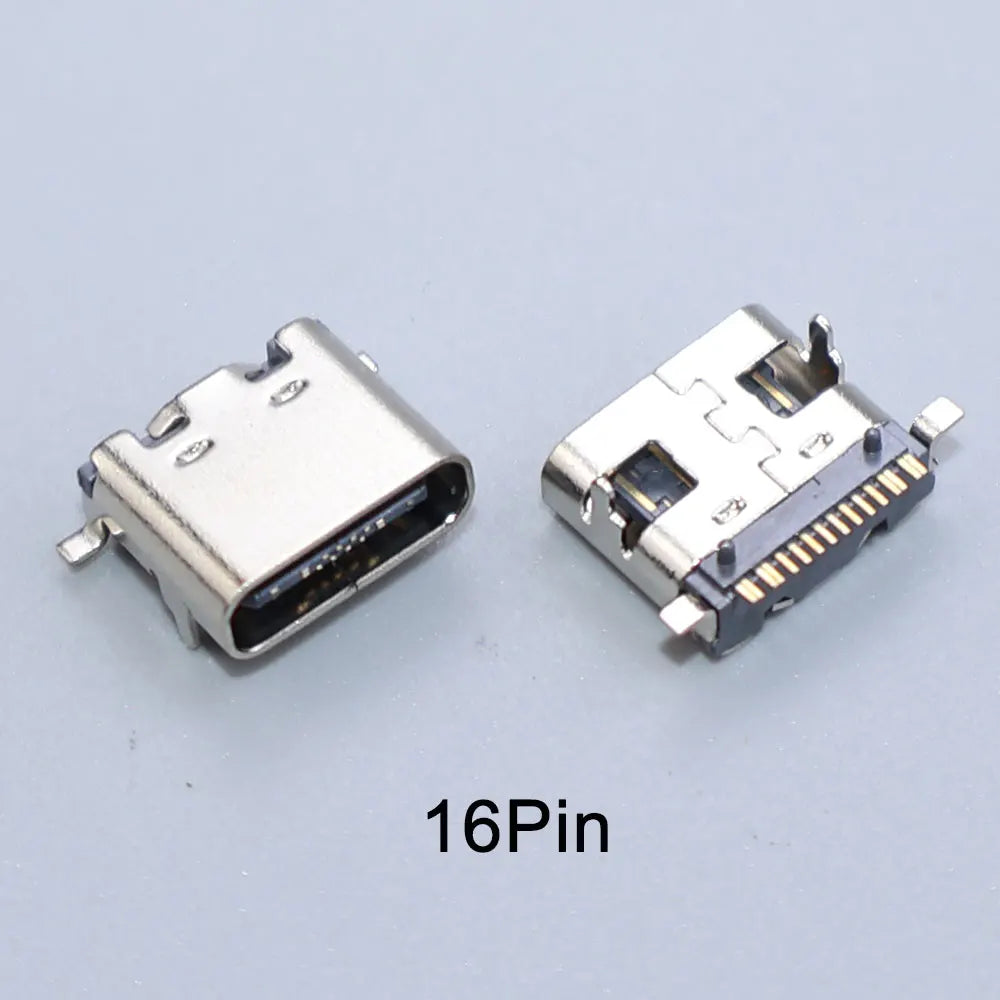 JCD 10PCS 2/6/16/24 Pin Type-C Charging Port USB-C Female Connector Charger Socket PCB Soldering SMD SMT DIY Repair Adapter