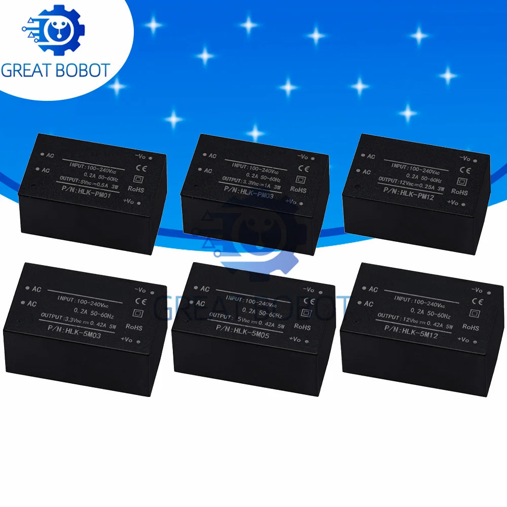 HLK‑PM01/PM03/PM12 Mini Isolated AC‑DC Power Supply Module 220V Input to 5V/3.3V/12V Output for Smart Home