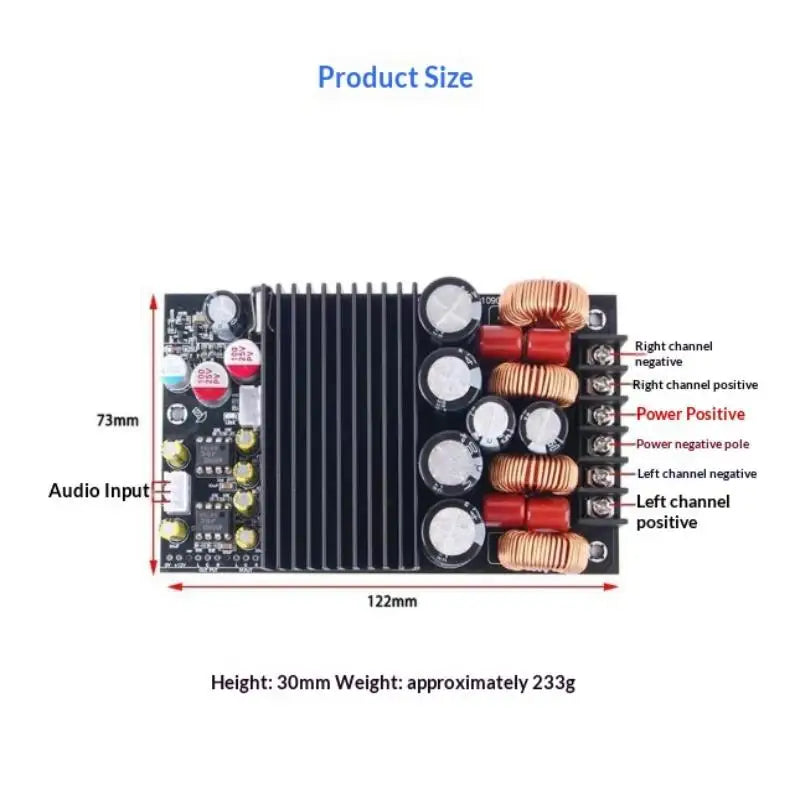 DC19-50V TPA3255 Audiophile-Grade Hi-Fi Digital Amplifier Board 600W High-Power 2.0 Dual-Channel Stereo Module
