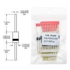 50pcs/lot P6KE6.8A-P6KE220A P6KE Series TVS Diode Unidirectional Transient Voltage Suppressors for Power Supplies DO-201