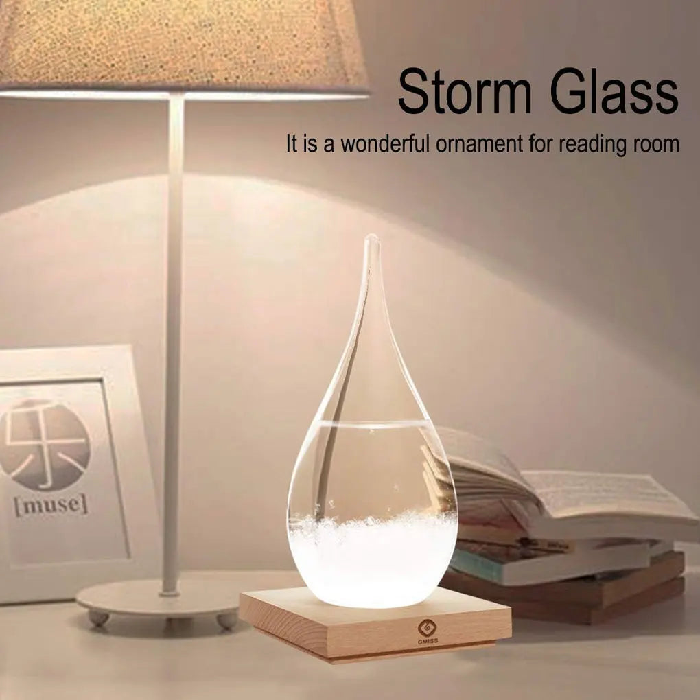 Crystal Storm Glass Barometer - Transparent Weather Forecast Water Drop Weather Station Desktop Decor for Table Ornament