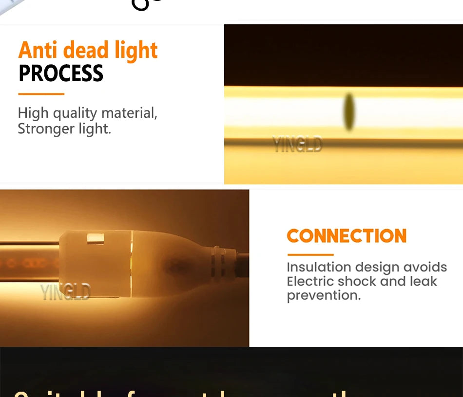 220V COB LED Strip Light High Bright Switch/Dimmable US 110v EU Plug Neon Tape Kitchen Cabinet  lighting Waterproof garden