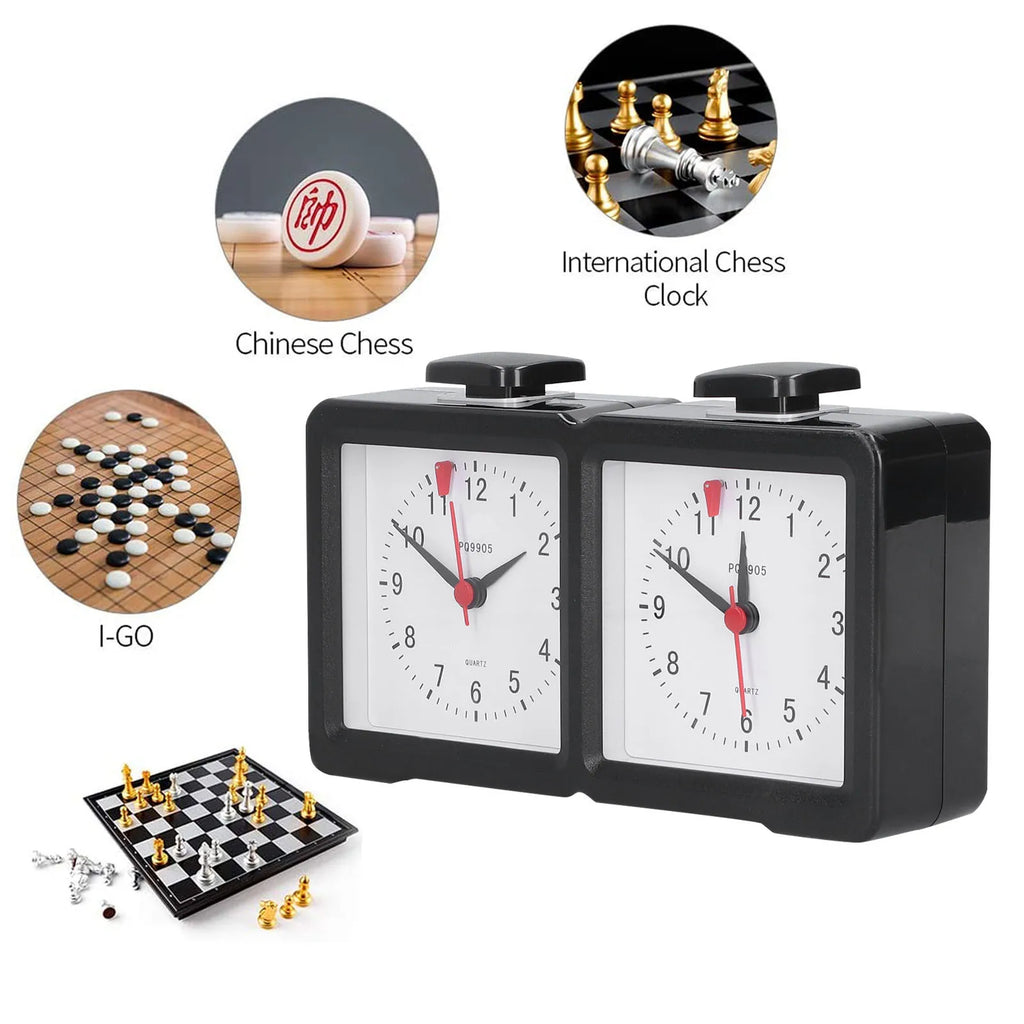 Multifunction Chess Analog Clock Count Up Count Down Timer Mute for Board Game Competition