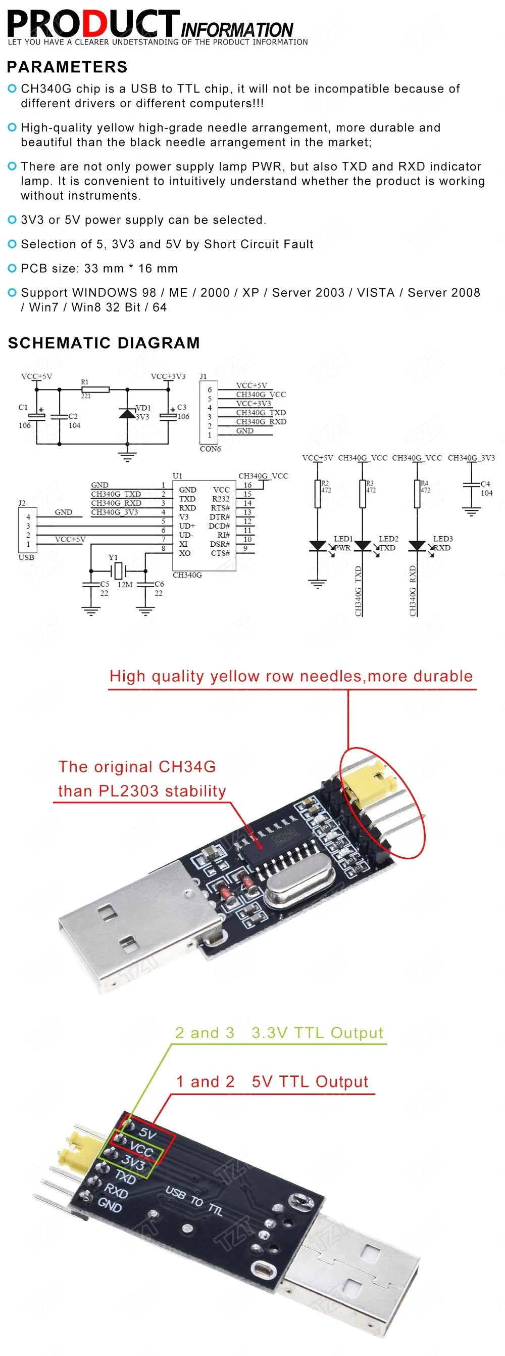 CH340 USB to TTL converter UART module CH340G upgrade download a small wire brush plate STC microcontroller board USB to serial