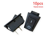 10PCS 16x32.5mm KCD2 Rocker Switch Hole 13.5x28.6mm Black/Red/Mixed 2-Pin 2-Gear 6A 250VAC/10A 125V AC Power Switch Accessories
