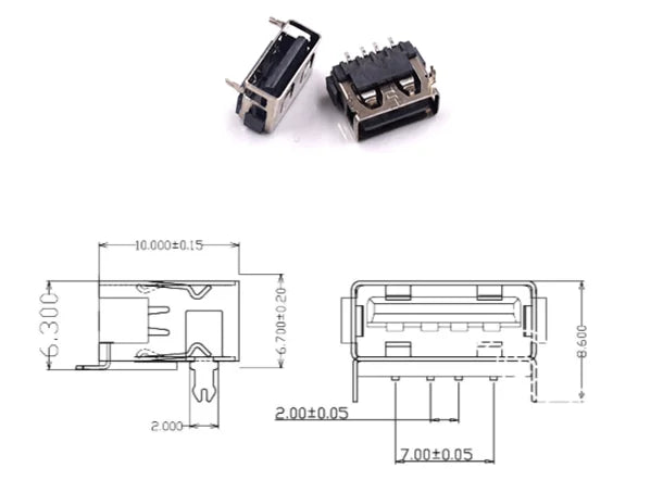 5PCS USB Interface Socket Type A Standard Port Female Male Solder Jacks Connector DIP Straight Vertical Bend Needle PCB Socket