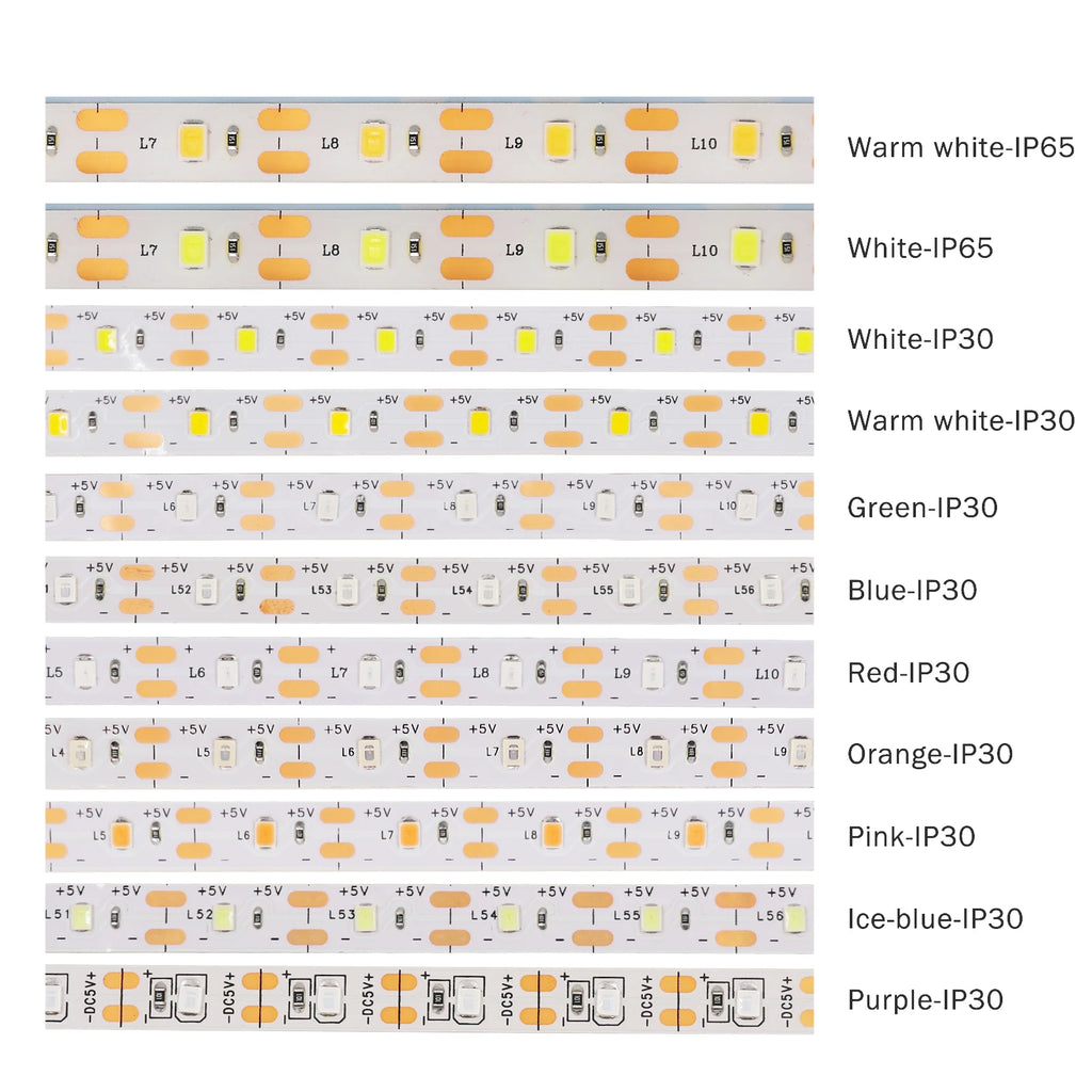 3AA Battery Power LED Strip Lights 2835 5V 60LEDs/M Warm White Red Green Ice Blue IP21/IP65 TV Room Kitchen Home DIY Decor 1M-5M