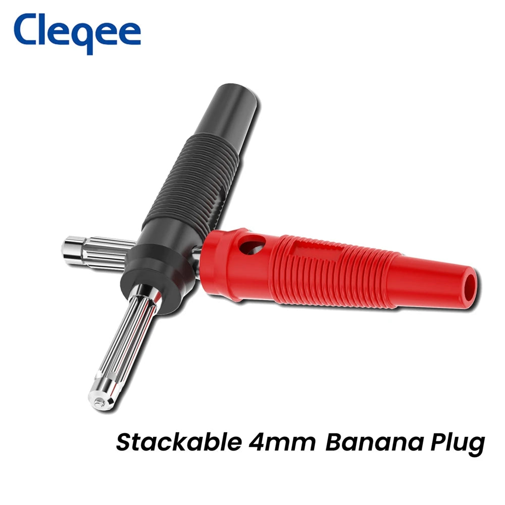 Cleqee 10pcs  4mm Stackable Banana Plug 32A High Current Screw Locking/Welding Copper Connector for Multimeter Speaker Cable
