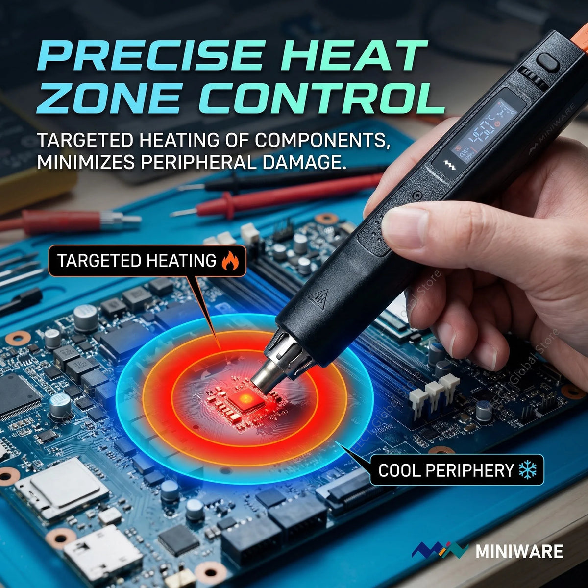 MINIWARE AirGo 140 Mini Heat Gun 140W PD3.1 USB C Fast Heating Tool For Heat Shrink Tubing BGA PCB Field Repair Case