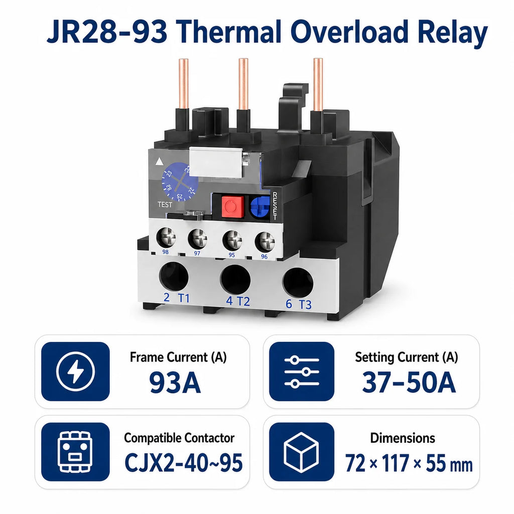 JR28 Series Thermal Overload Relay 25A 36A  Adjustable Current Motor Protection Electrical Overload Protector for AC Contactor