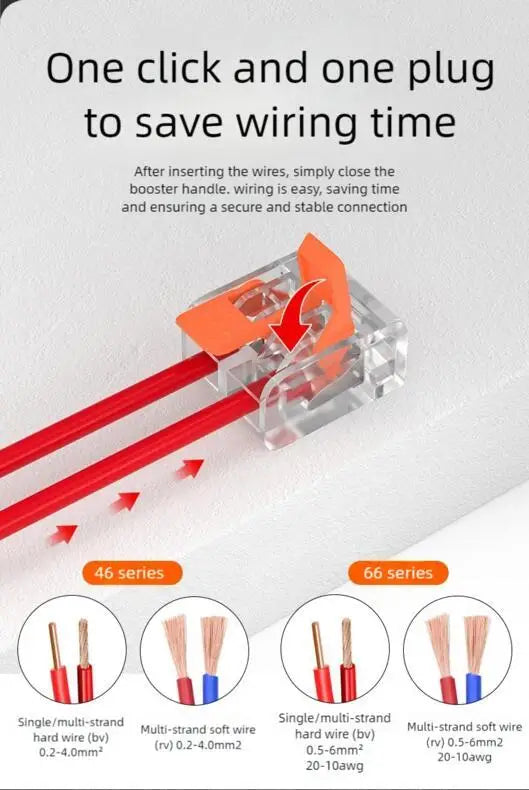 Wire Connector Electrical Lever Strip Connectors Cage Spring Universal Compact Quick Wiring Conductors Push-in Terminal Blocks
