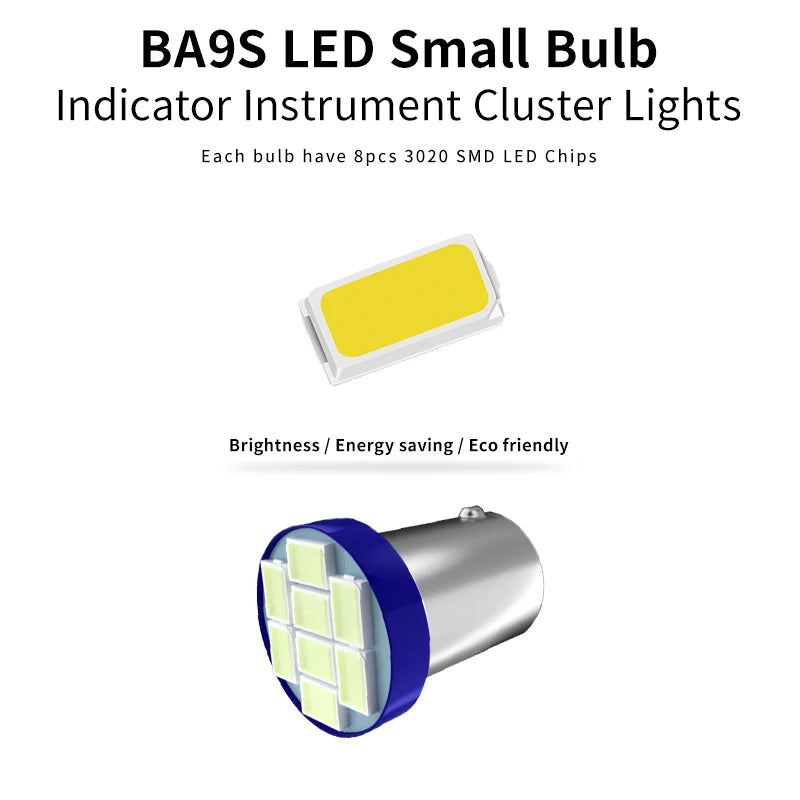 10PCS BA9S 44 47 T11 T4W Bayonet AC 6V 12V 1206 3020 8SMD LED Pinball Machine Light Bulb Lamp Non Ghosting Anti Flickering