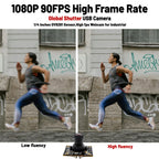 1080P 90FPS Global Shutter USB Camera, High Speed Web Camera with M12 No Distortion Lens, Plug Play for Machine Vision Security