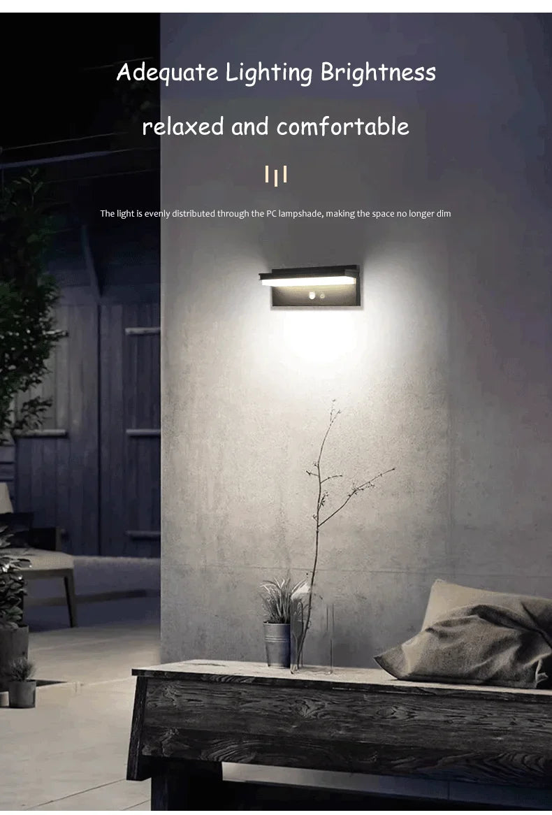 Solar Power Wall Lamp IPX5 Waterproof Garden Lights Motion Sensor  Energy Saving Light for Exterior Spot Porch Yard Lighting